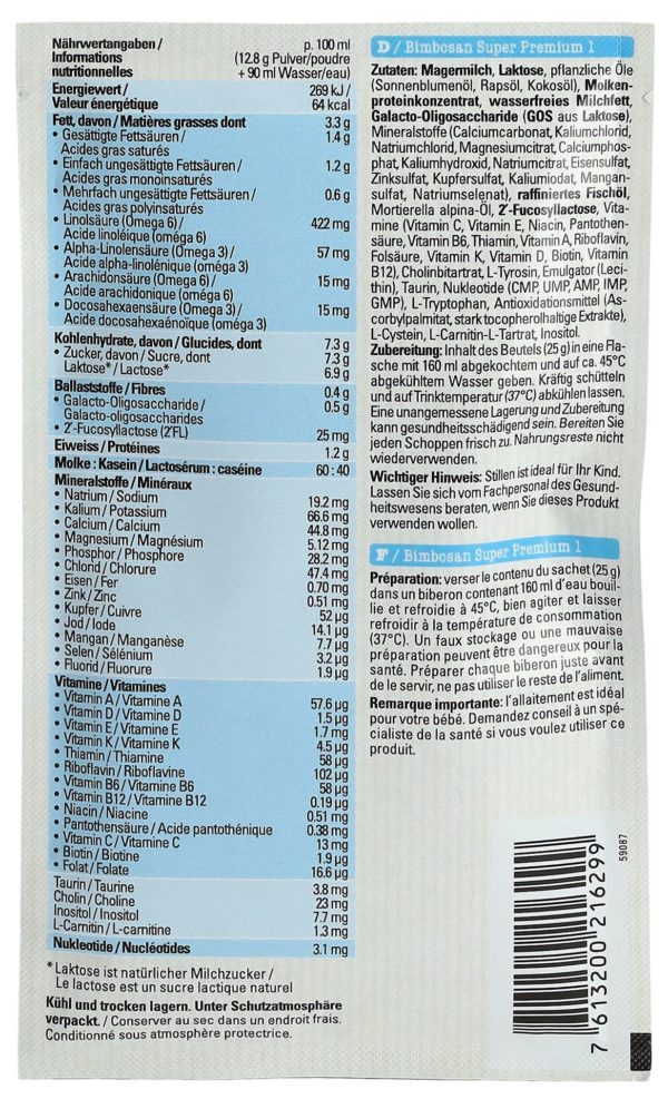 CONTENTBACK BIMBOSAN Super Premium 1 Säugling Reise 5 Btl 25 g