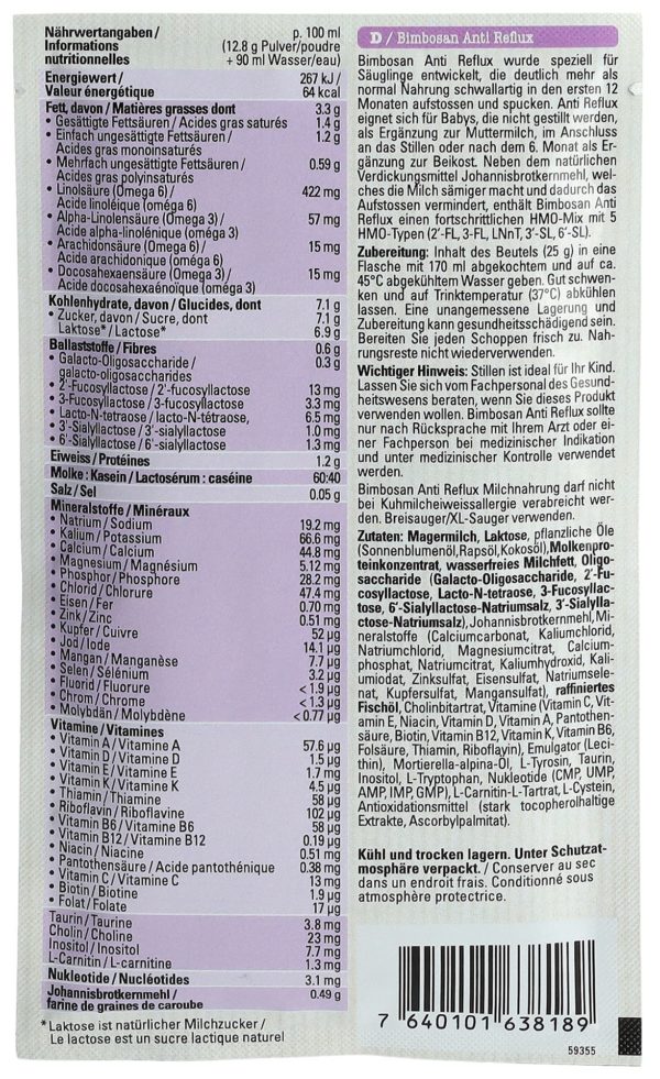 BIMBOSAN Anti Reflux Reiseportionen 5 x 25 g