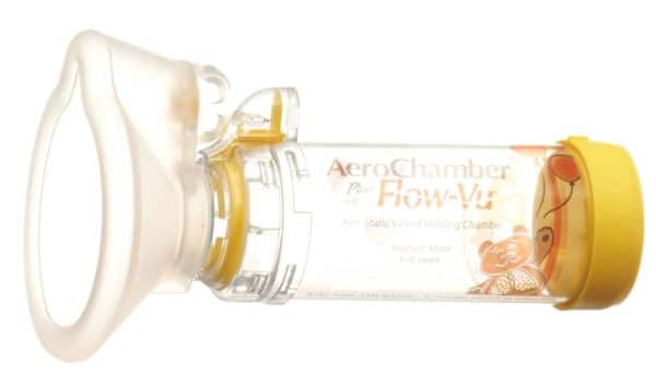 CONTENTFRONT AEROCHAMBER PLUS Flow-Vu mit Maske (1-5 J) gelb