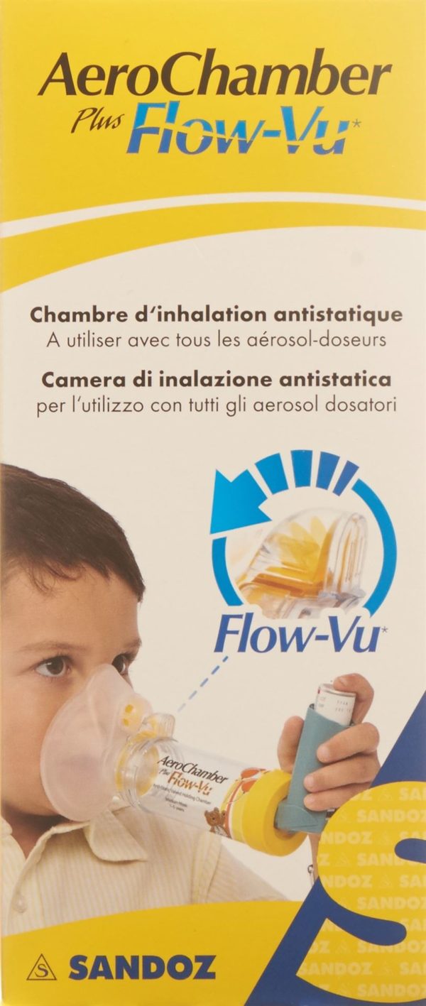 PICBACK AEROCHAMBER PLUS Flow-Vu mit Maske (1-5 J) gelb