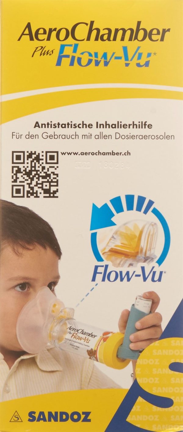 PICFRONT AEROCHAMBER PLUS Flow-Vu mit Maske (1-5 J) gelb