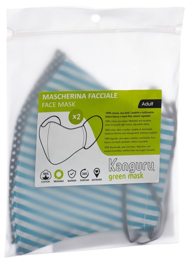 PICFRONT3D KANGURU GREEN Stoffmaske Streif Stern Herren 2 Stk