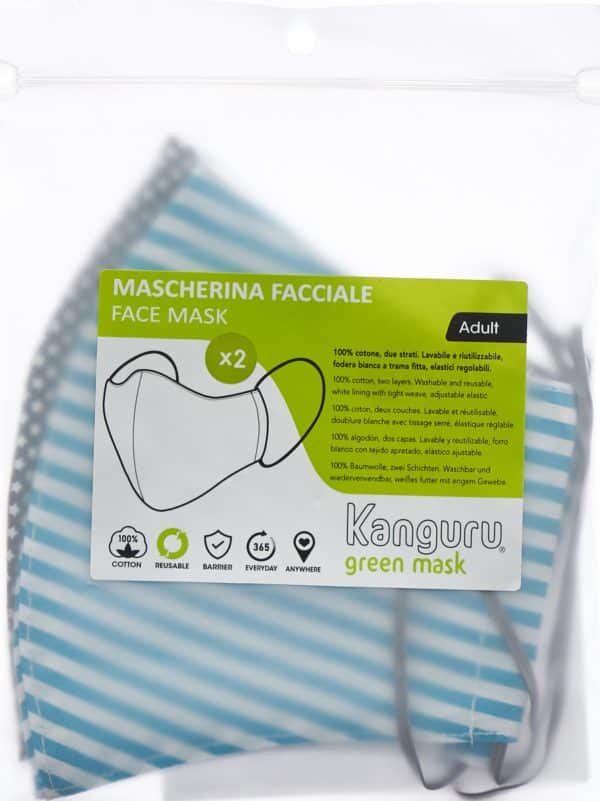 PICFRONT KANGURU GREEN Stoffmaske Streif Stern Herren 2 Stk