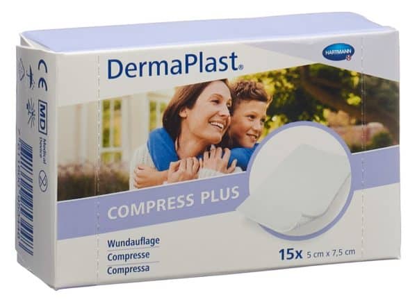PICFRONT3D DERMAPLAST Compress Plus 5x7.5cm 15 Stk
