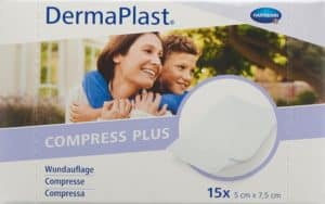 PICFRONT DERMAPLAST Compress Plus 5x7.5cm 15 Stk