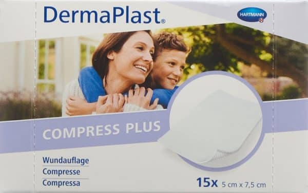 PICFRONT DERMAPLAST Compress Plus 5x7.5cm 15 Stk