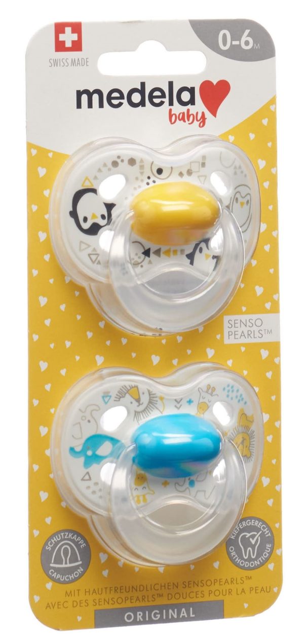 MEDELA Baby Nuggi Original 0-6 Gelb Blau 2 Stk