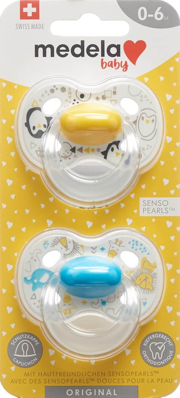 MEDELA Baby Nuggi Original 0-6 Gelb Blau 2 Stk