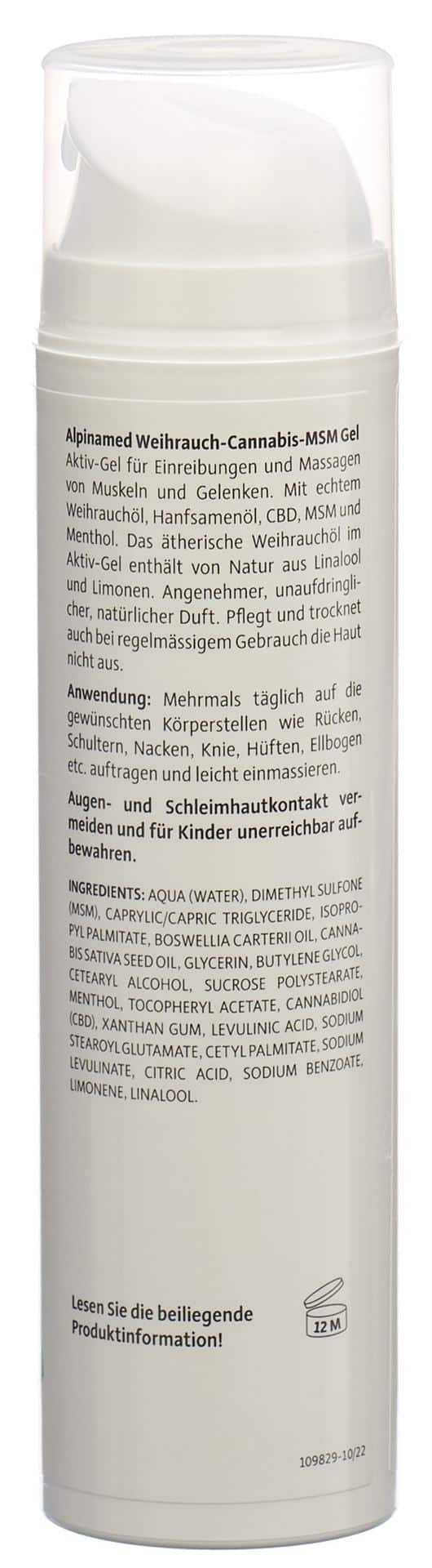 CONTENTBACK ALPINAMED Weihrauch Cannabis MSM Gel Disp 200 ml